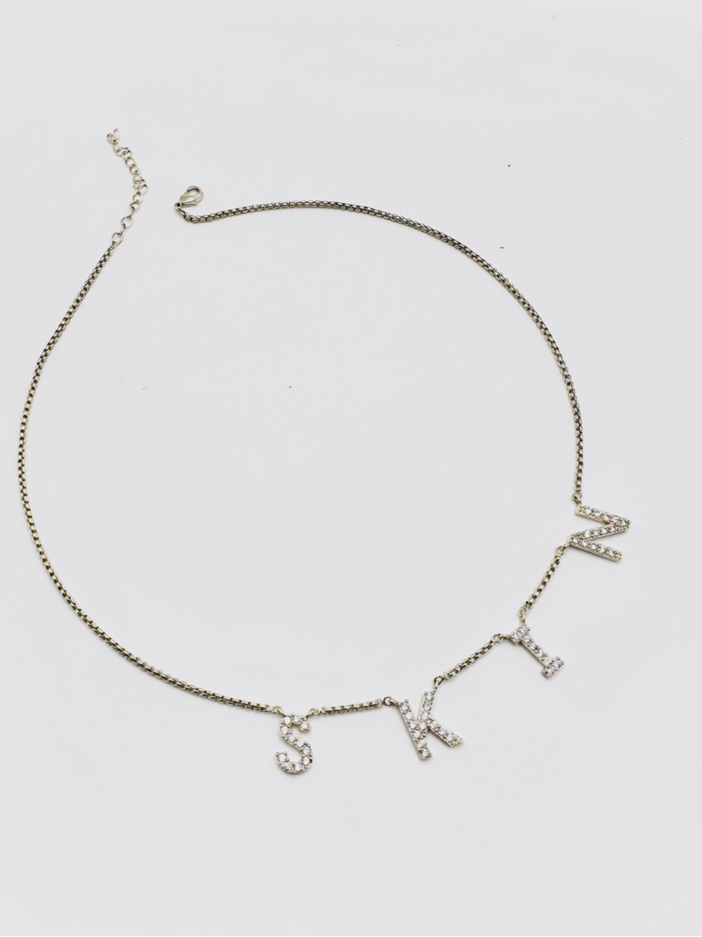 Crystal Initial Necklace in Silver - Personalized S K I N